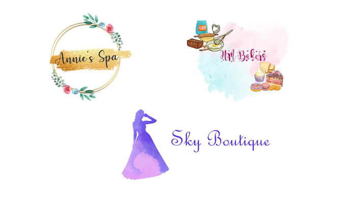 design 3 beautiful feminine watercolour logo