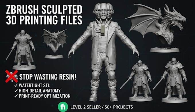 sculpt custom dnd miniatures and stl files for 3d printing in zbrush
