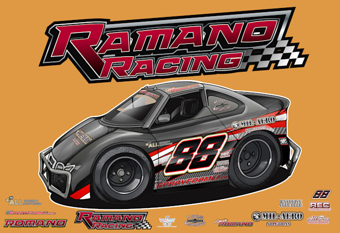 create racing  t shirt illustration for clothing brand design