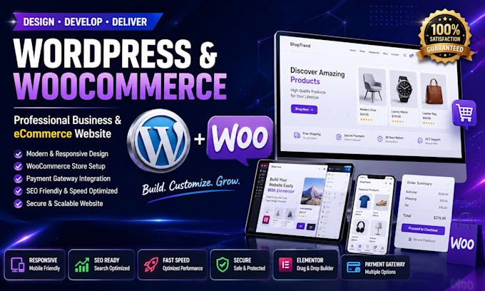 build wordpress website, woocommerce store and ecommerce website