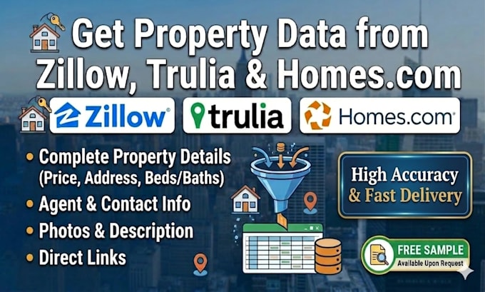 scrape property listings data from zillow, trulia, and homes