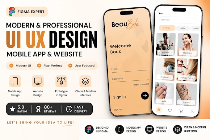 design modern mobile app and website UI UX in figma