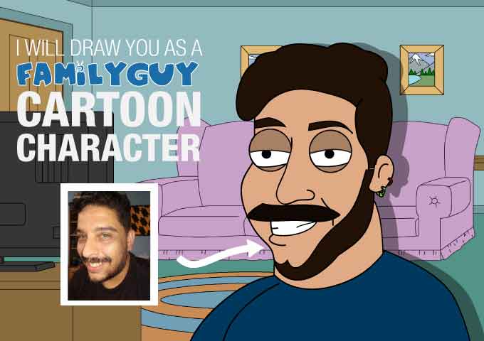 draw you as a family guy cartoon character
