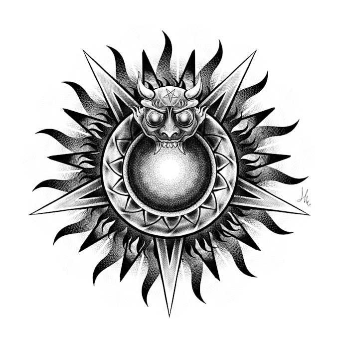 create custom mandala and black work tattoo design