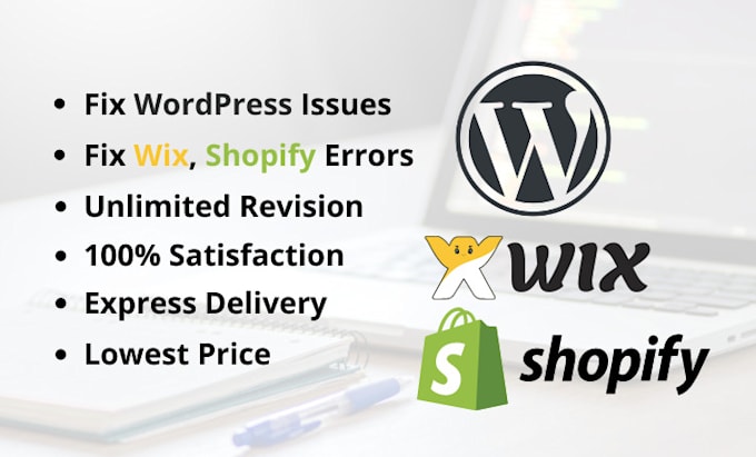 fix wordpress issues and errors of wix, shopify website