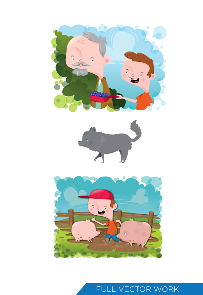 create beautiful vector illustration for a kids book