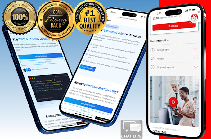 render 3x 3d mockup screens of your app or website
