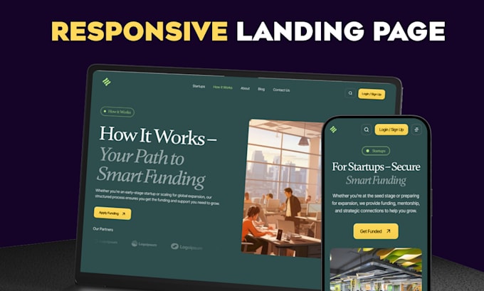 create a responsive landing page design or website design