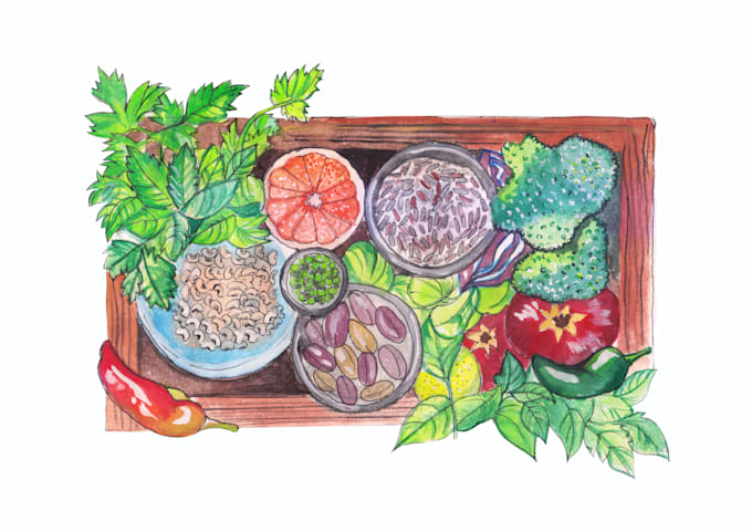 do watercolor food and vegetables illustration