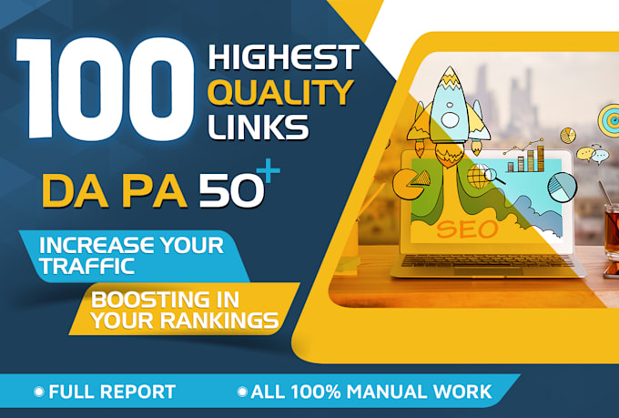 create 100 unique domain seo backlinks on da50 websites