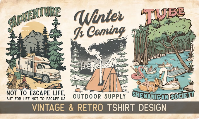 make hand drawn vintage retro illustration for tshirt design