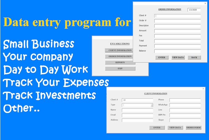 create a data entry software in excel