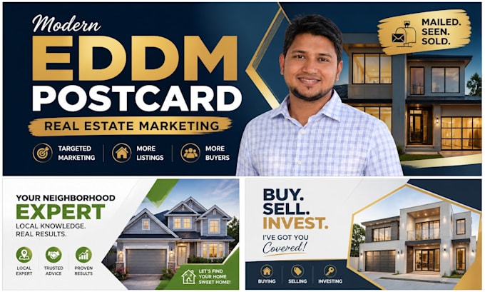 do modern eddm postcard, real estate postcard design