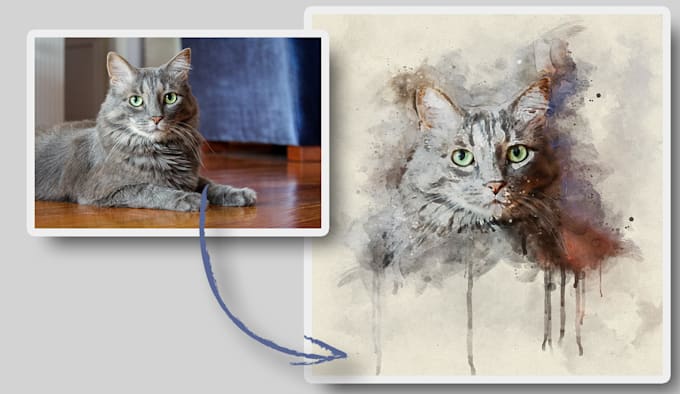 Draw watercolor portrait painting of you or your cat, dog or pet by ...