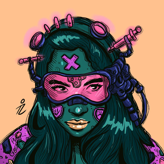draw you a cyberpunk illustration portrait