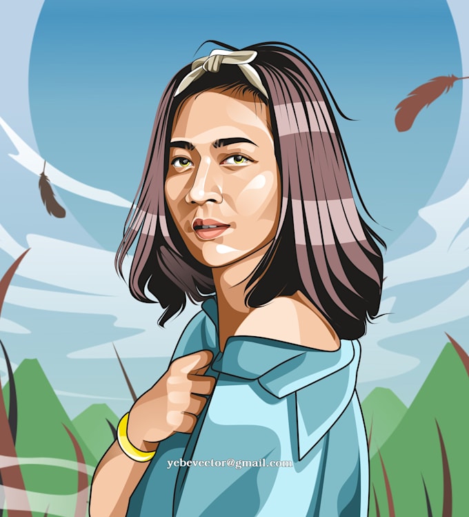 draw your photo into a beautiful vector cartoon