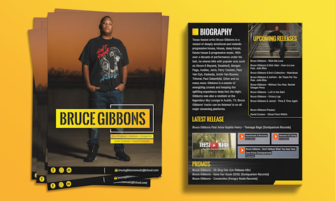 design clickable artist epk, press media kit, flyer, pitch deck