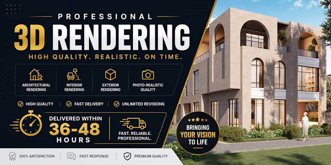 provide 6k realistic architecture 3d rendering within 2 days