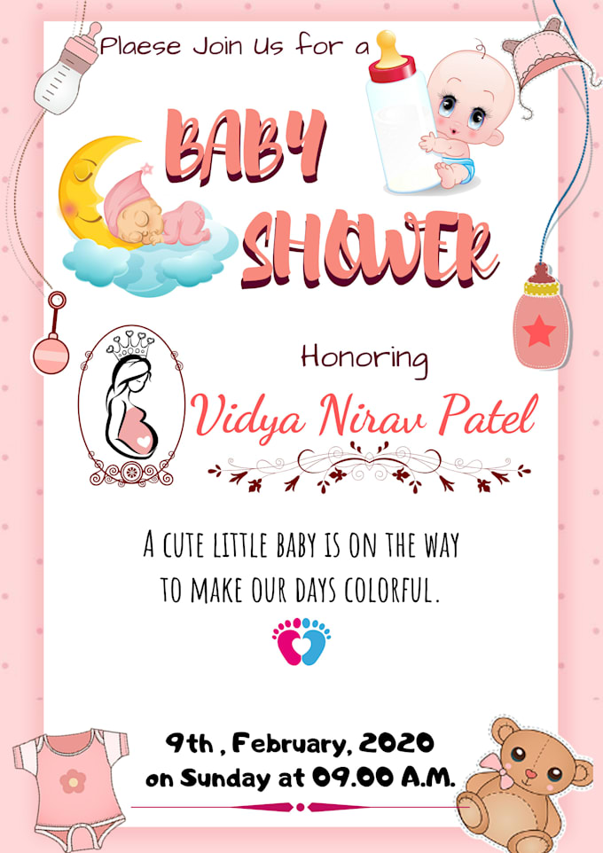 Design beautiful an invitation card, baby shower card, by Patel_kajol