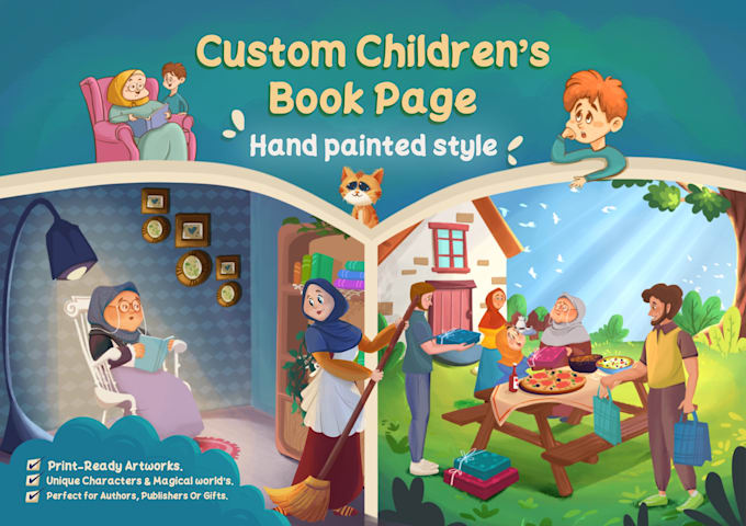 create magical children book illustrations
