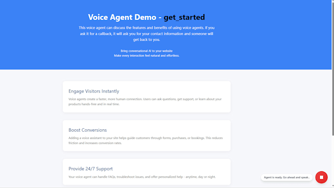 create a integrated voice bot for your website