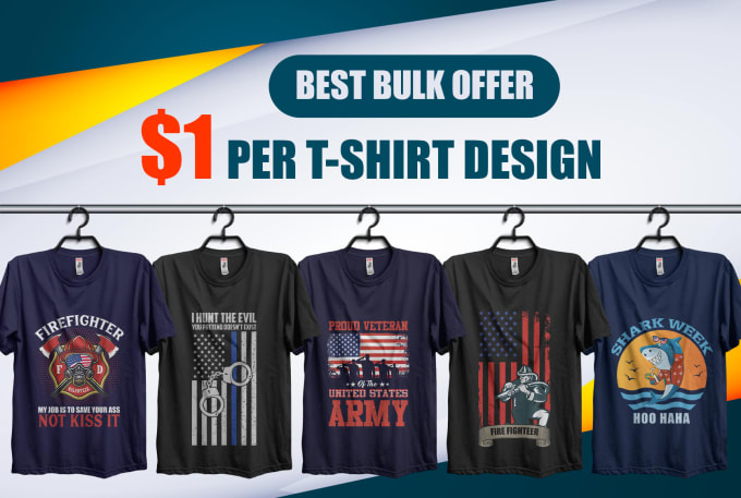 Create trendy bulk custom t shirt design for pod business by ...