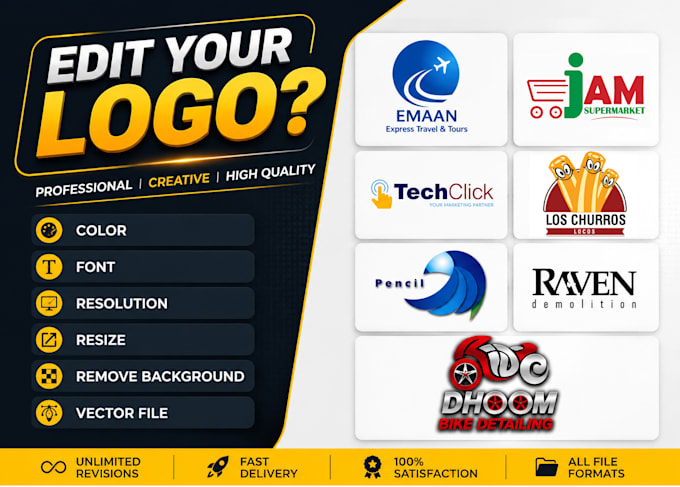 alter, resize, vectorize and redesign your logo professionally