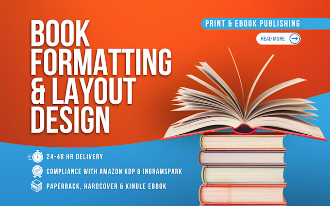do book layout design for KDP, ingramspark paperback, ebook and hardcover
