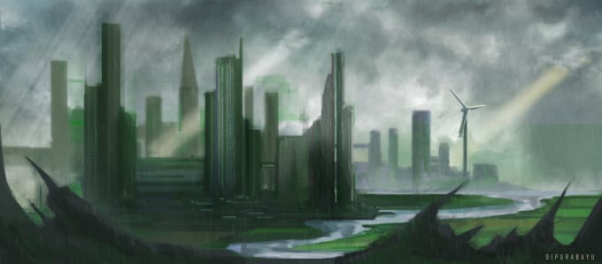 Create Landscape Concept Art Digital Painting Background By