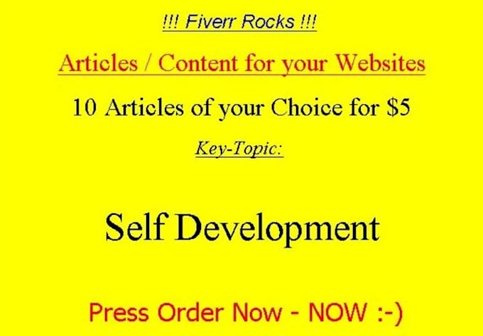 let you PICK 10 different Self Development Articles as Content for your Website Blog Emails Newsletter with full Rights included