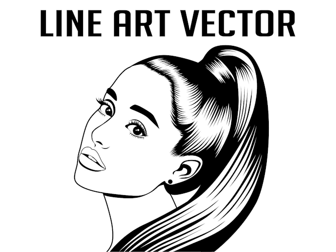 design line art vector portrait in black and white style