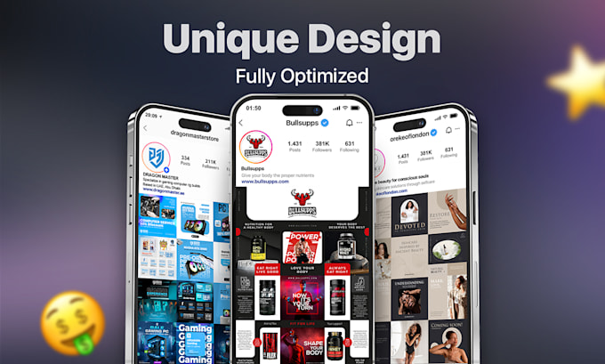 design instagram profile posts and stories