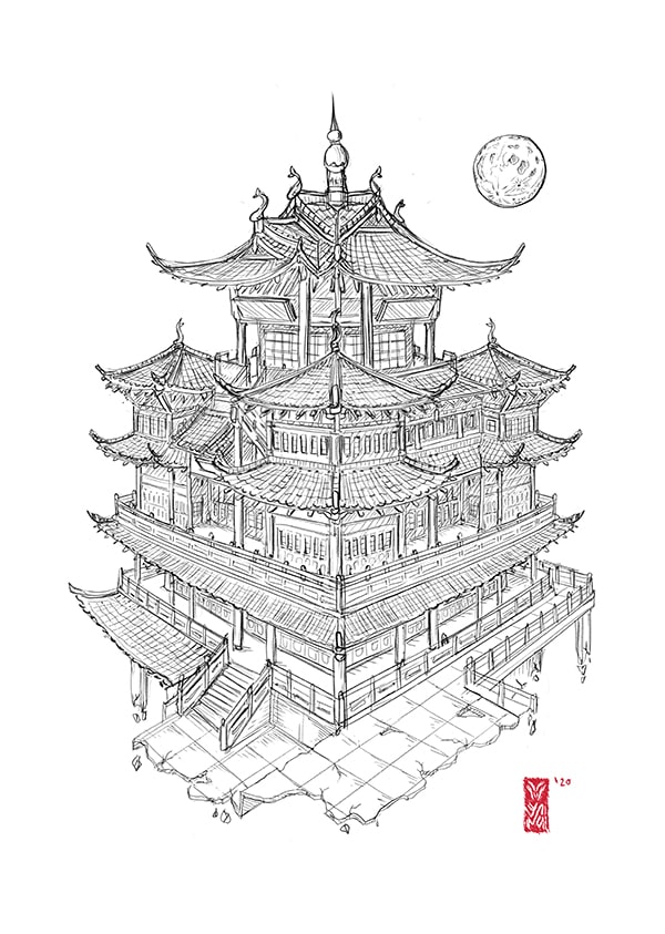 I will draw digital sketch building, portait, animal