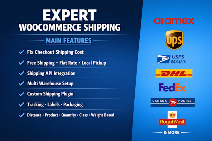 setup and fix woocommerce shipping rates, labels, tracking and API