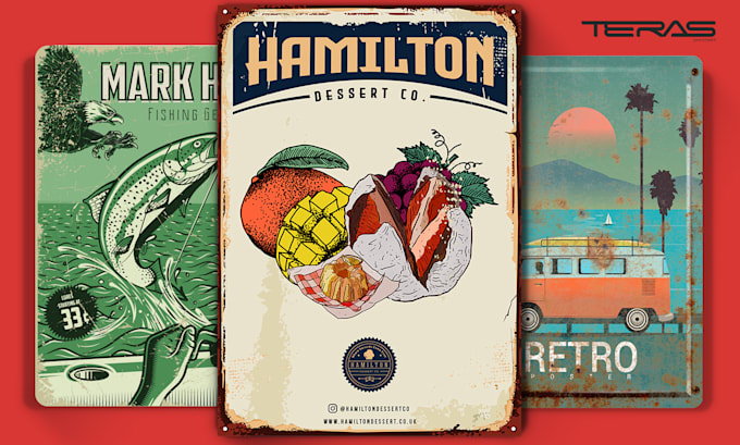 create unique retro,vintage flyer or poster
