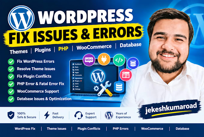 fix wordpress issues, fix wordpress errors, fix wordpress bugs, woocommerce fix