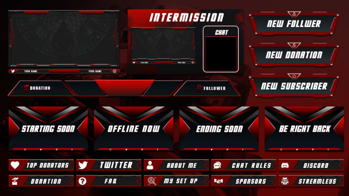 Creative twitch overlay and logo for your stream by Gb1515 | Fiverr
