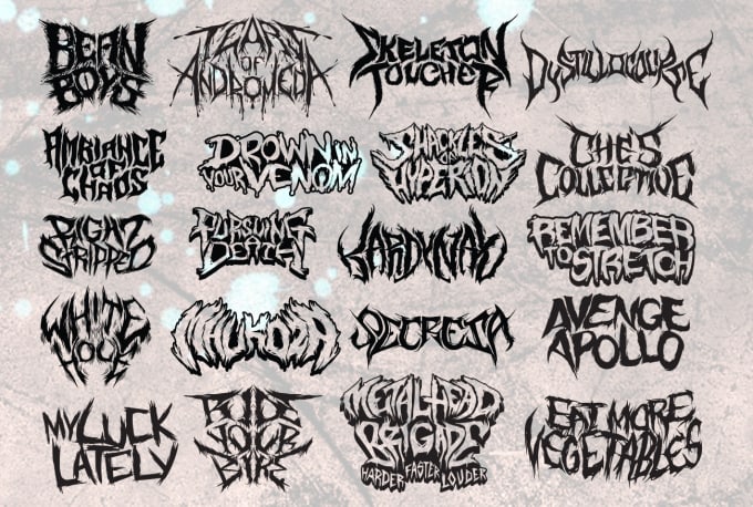 Matei_o: I will do a hand drawn logo for your black death thrash metal rock...