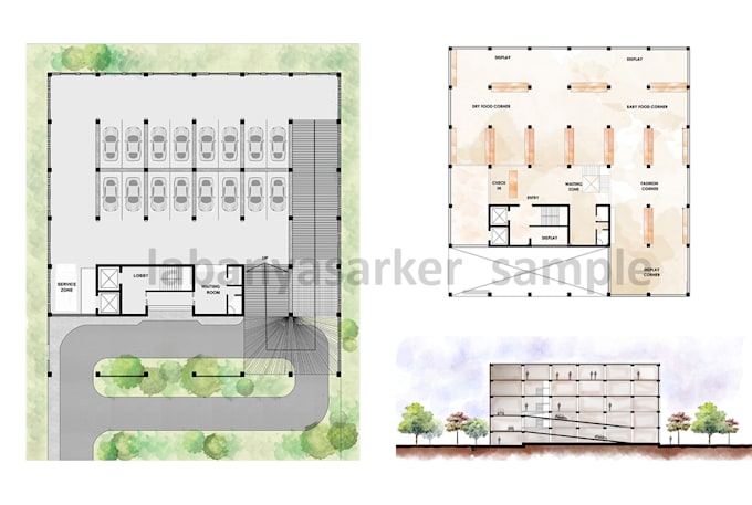 render architectural 2d drawings in autocad and photoshop