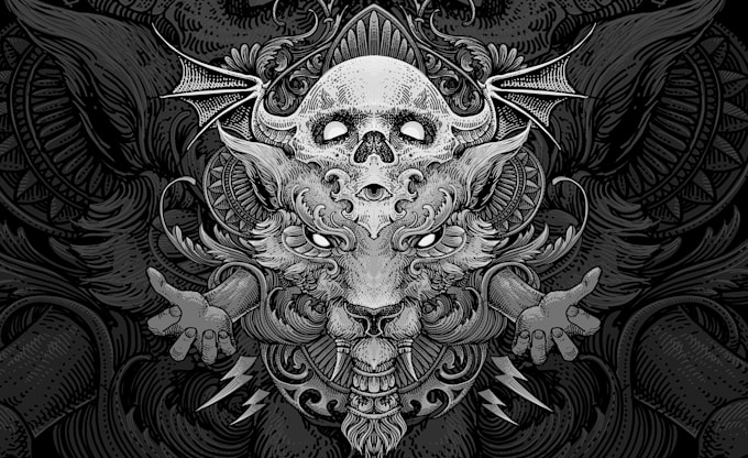 draw glorious art with bw engraving style, ideal for tattoo