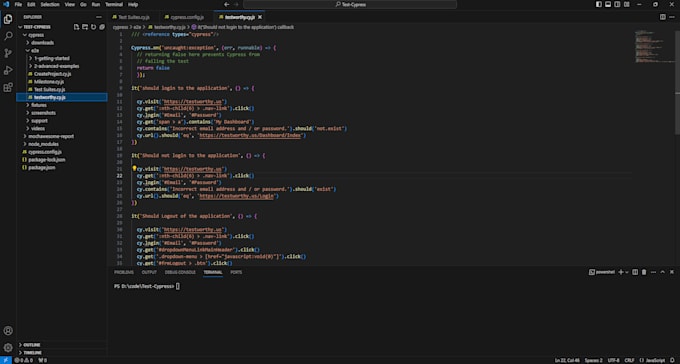 do web automation qa and automate test cases using cypress