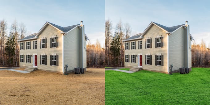 add grass and enhance real estate photo professionally