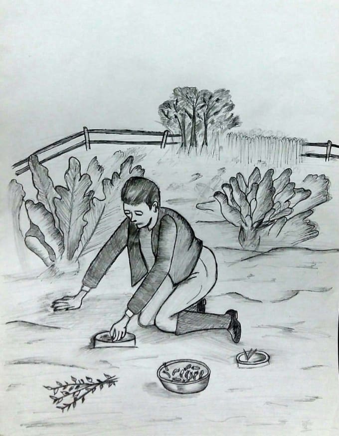 Farmer and his Life Pencil Sketch / Banglar Art - YouTube