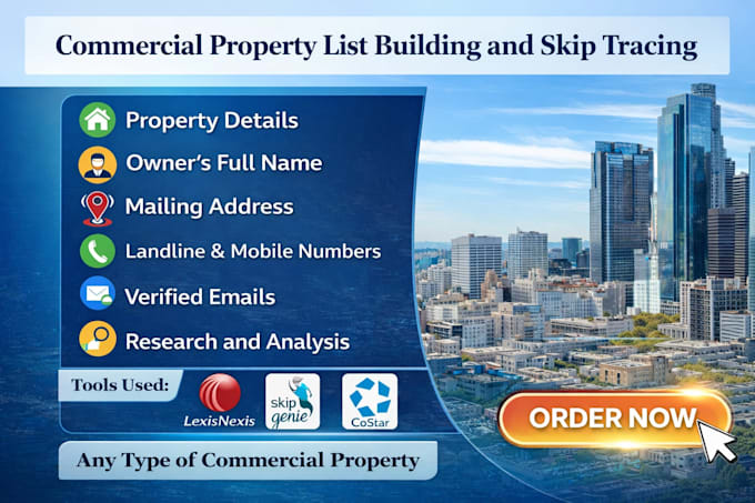 do commercial property list building and skip tracing