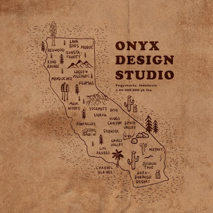 create hand drawn vintage map design