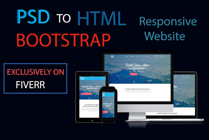 Convert psd file to html using bootstrap by Developershakh | Fiverr