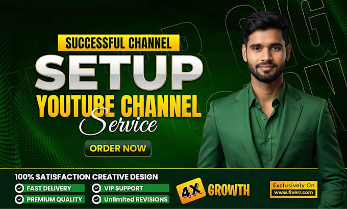 create and setup youtube channel with logo, banner, SEO, and growth strategy