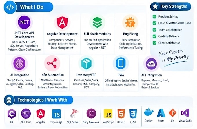 develop custom software for any domain with dotnetcoreapi and angular