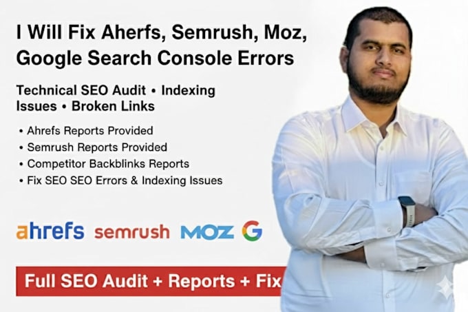 fix ahrefs site audit, semrush, google search console errors, website seo audit