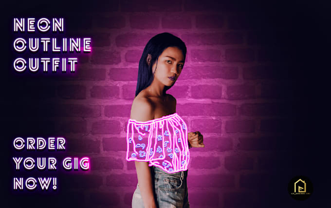 create attractive neon effect logo and neon outline outfit
